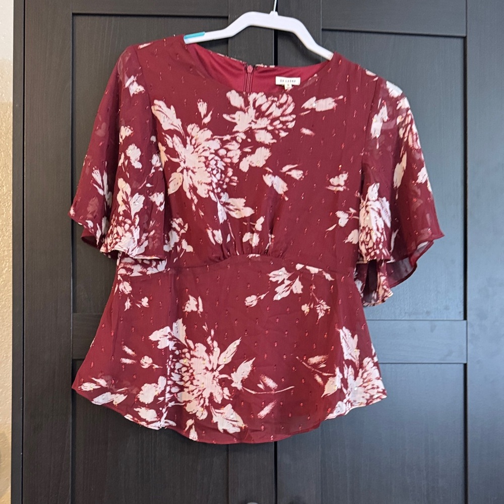Floral Burgundy Women's Top